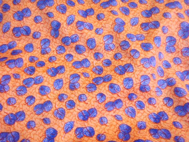 Peach Blue Leaf - Poly/Cotton Print