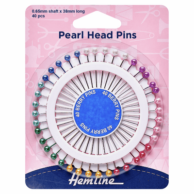 Pearl Plastic Head Berry Pins Wheel - 38mm Nickel (40 Pieces)