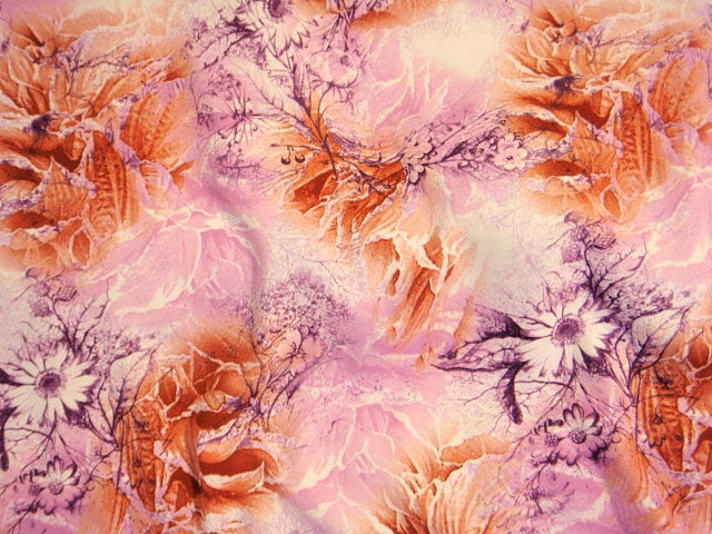 Pink Floral Melody - Printed Crepe