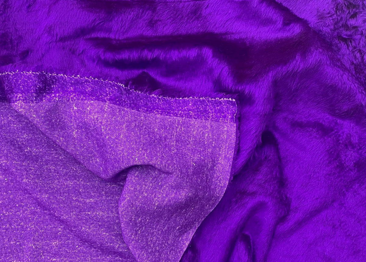 Purple Plain Faux Fur Fabric - 65cms Remnant