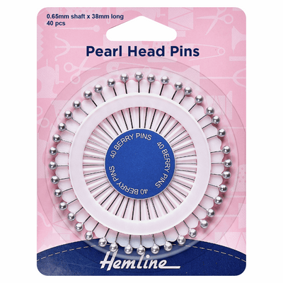 Pearl Plastic Head Berry Pins Wheel - 38mm Nickel (40 Pieces)
