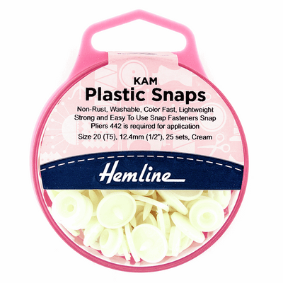 Plastic Snaps: 25 Sets x 12.4mm (Size 20)