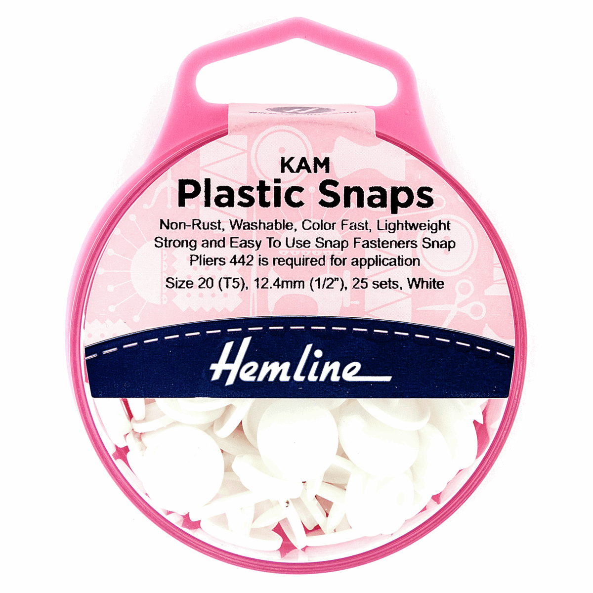 Plastic Snaps: 25 Sets x 12.4mm (Size 20)
