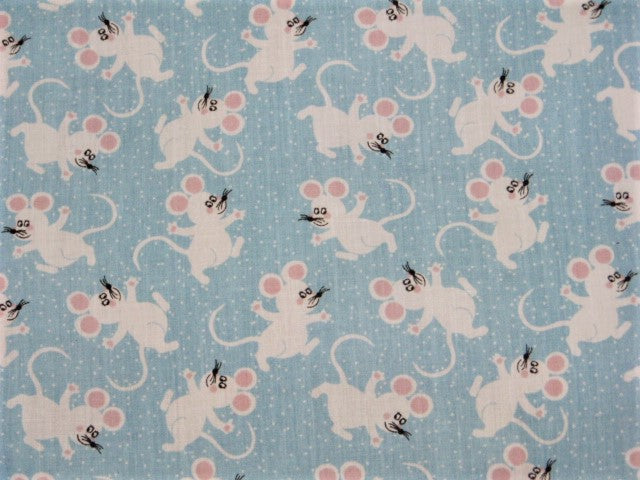 Cute Playful Mice - Poly/Cotton Print