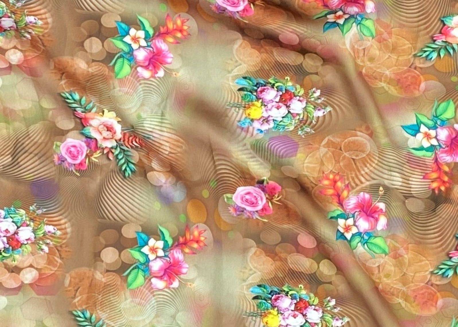Lightweight Printed Plush Satin - Kaleidoscope Flowers - Cheap Fabrics