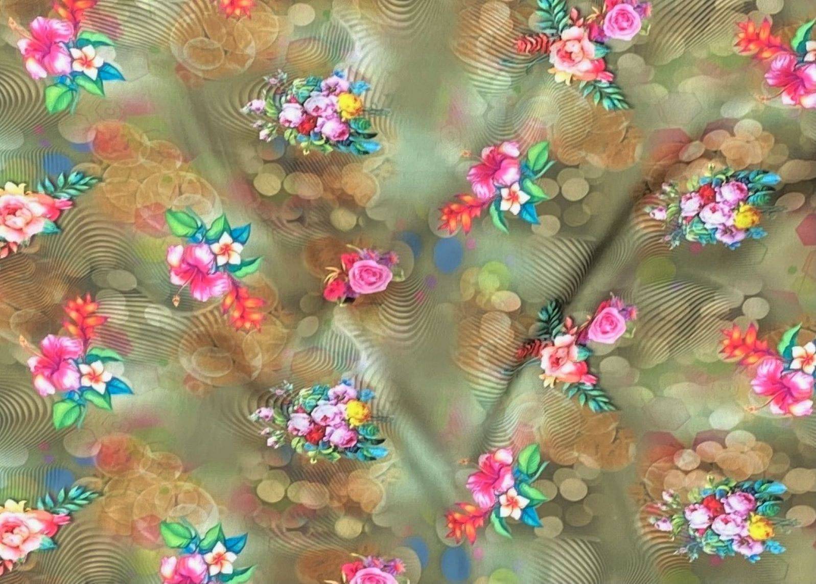Lightweight Printed Plush Satin - Kaleidoscope Flowers - Cheap Fabrics