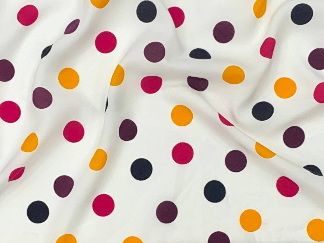Polka Dots - Clearance Printed Crepe - SECONDS - Cheap Fabrics