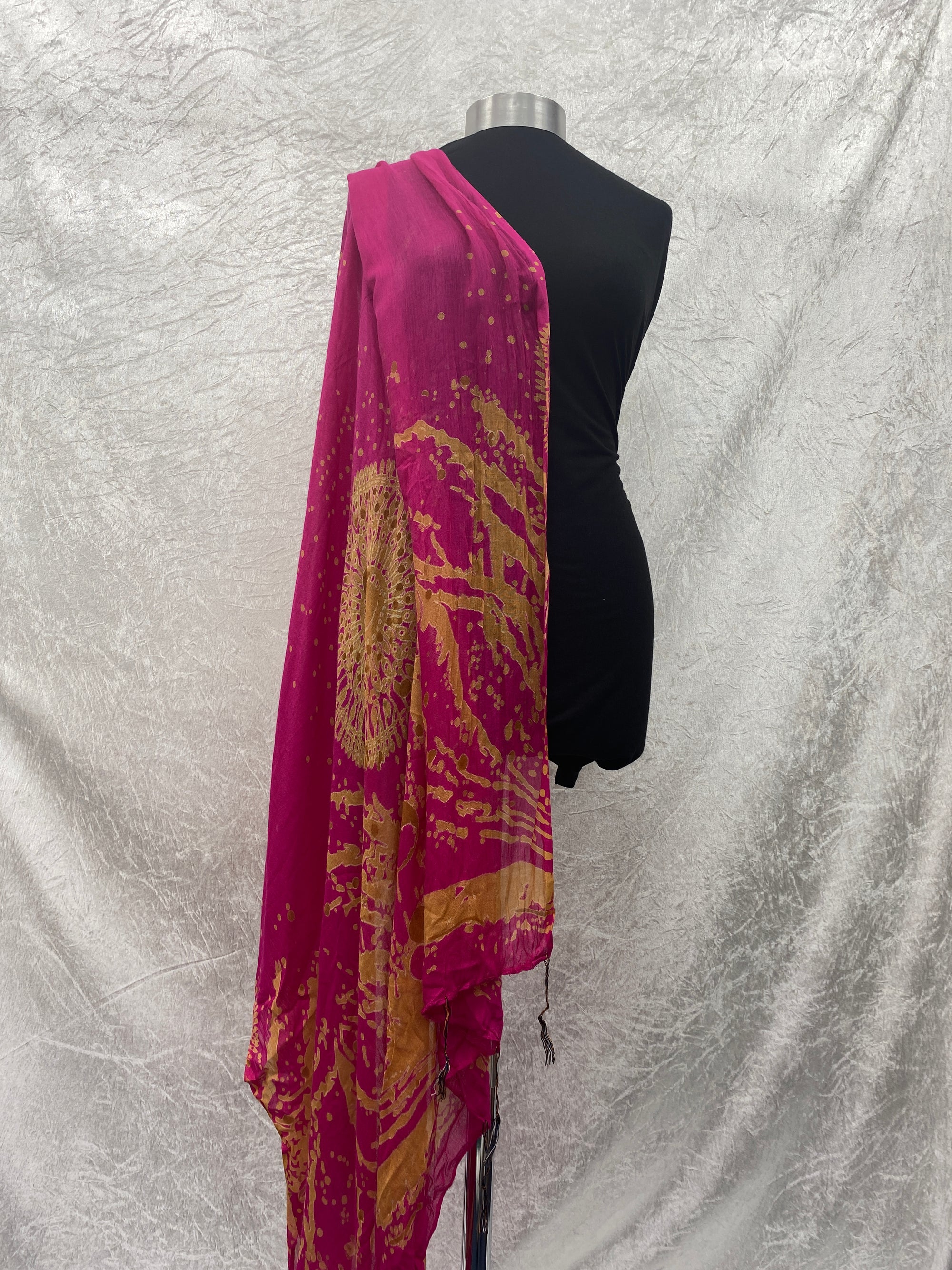 Cerise Abstract  - Poly/Viscose Blend Ethnic Scarf