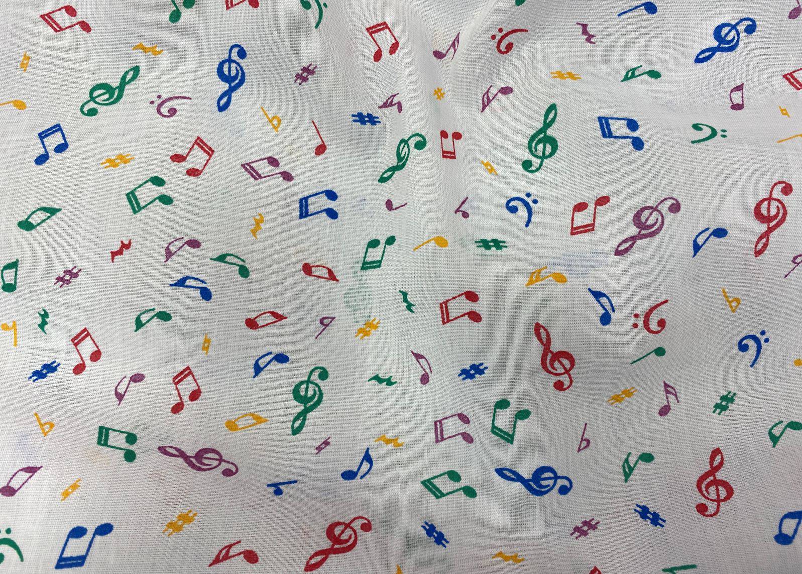 Musical Notes - Novelty Poly/Cotton  HALF METRE - Cheap Fabrics