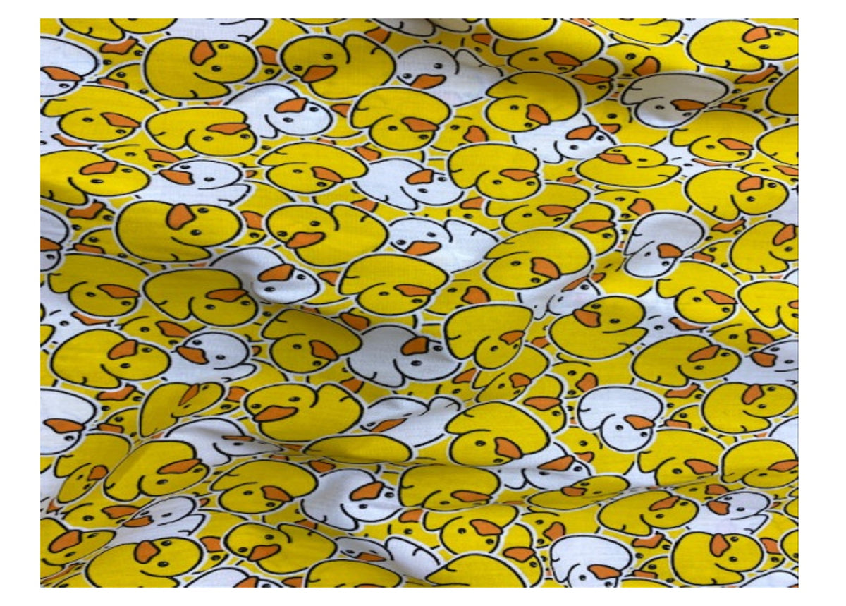 Rubber Bathtime Ducks  - Poly/Cotton Print