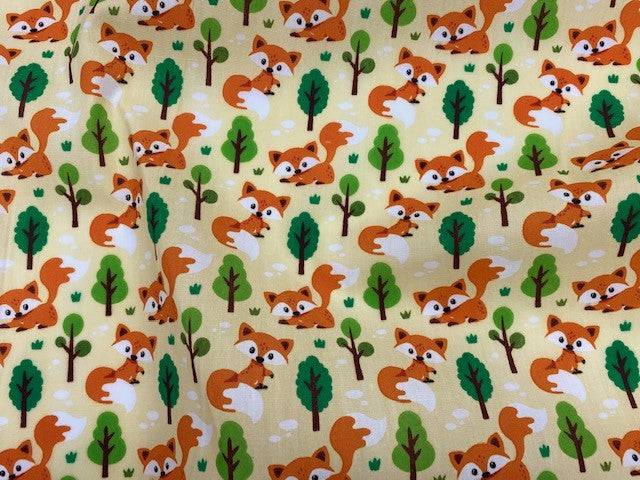 Playful Foxes  - Poly/Cotton Print - Cheap Fabrics
