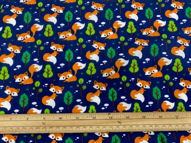 Playful Foxes  - Poly/Cotton Print
