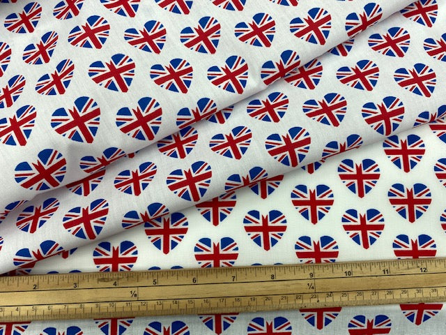 Union Jack Hearts - Poly/Cotton Print
