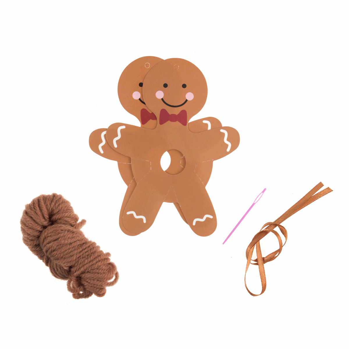 Pom Pom Craft Decoration Kit - Christmas Gingerbread Man - Cheap Fabrics