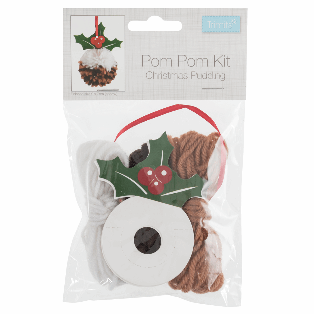 Pom Pom Decoration Kit: Christmas Pudding