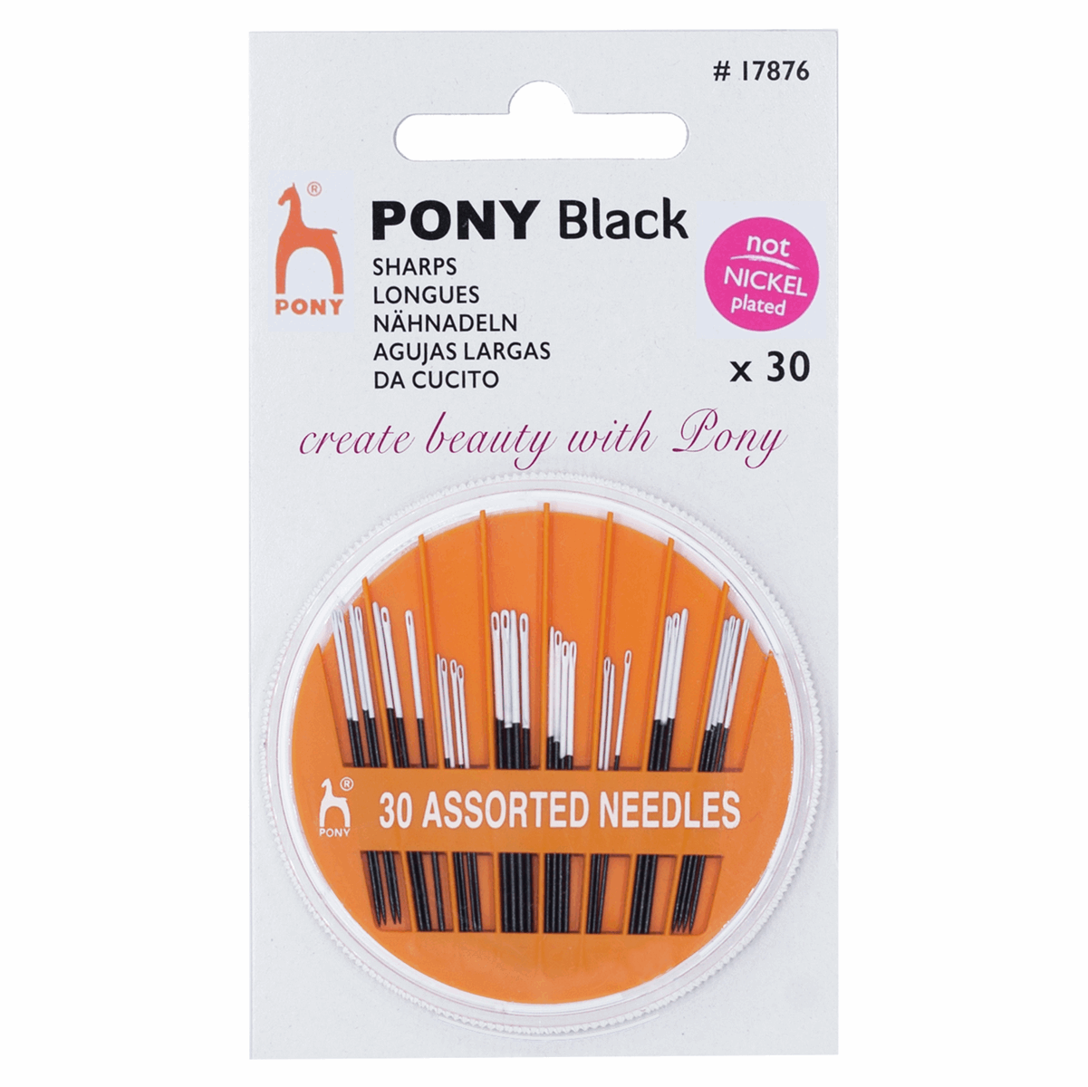 HAND SEWING NEEDLES: Black with White Eye: Sharps: Assorted (Kinder to the eyes)