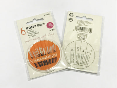 HAND SEWING NEEDLES: Black with White Eye: Sharps: Assorted (Kinder to the eyes)