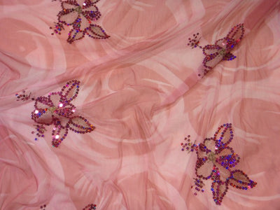 Floral Motif - Printed Sequin Tulle
