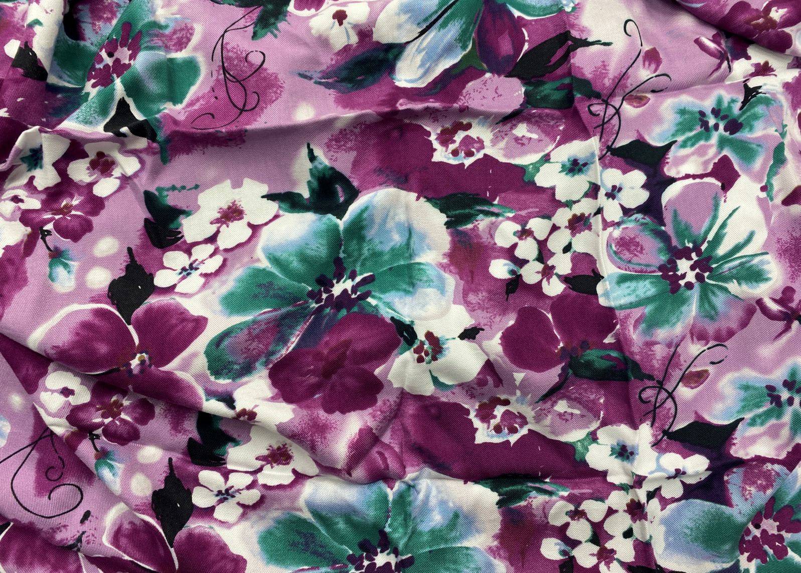 Floral Lavender: Printed Viscose - 97cms Length (DEFECT) - Cheap Fabrics