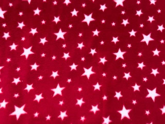 White Stars - Fleece Print - Cheap Fabrics