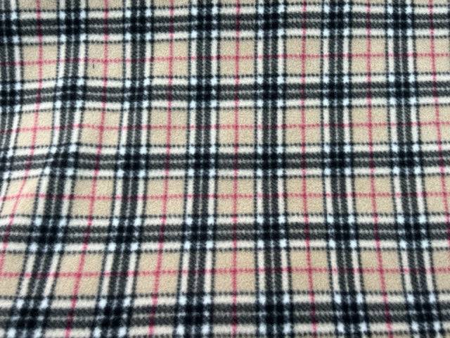 Beige Tartan - Fleece Print - Cheap Fabrics