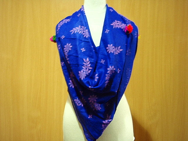 Purple/Pink - Printed Poly Cotton Blend Scarf
