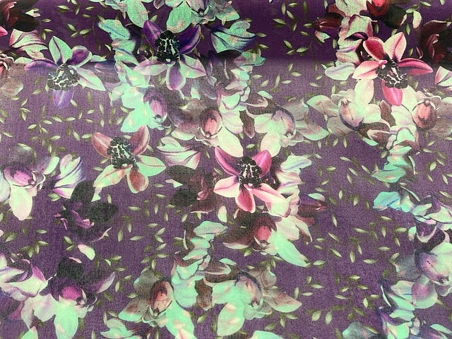 Purple Jade Floral Printed Voile