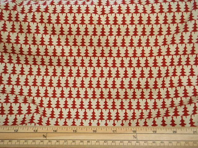 Red Cream Trees - Cotton Poplin Patchwork