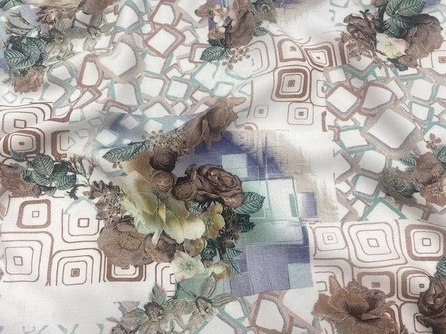 Retro Flower - Deluxe Viscose - Cheap Fabrics