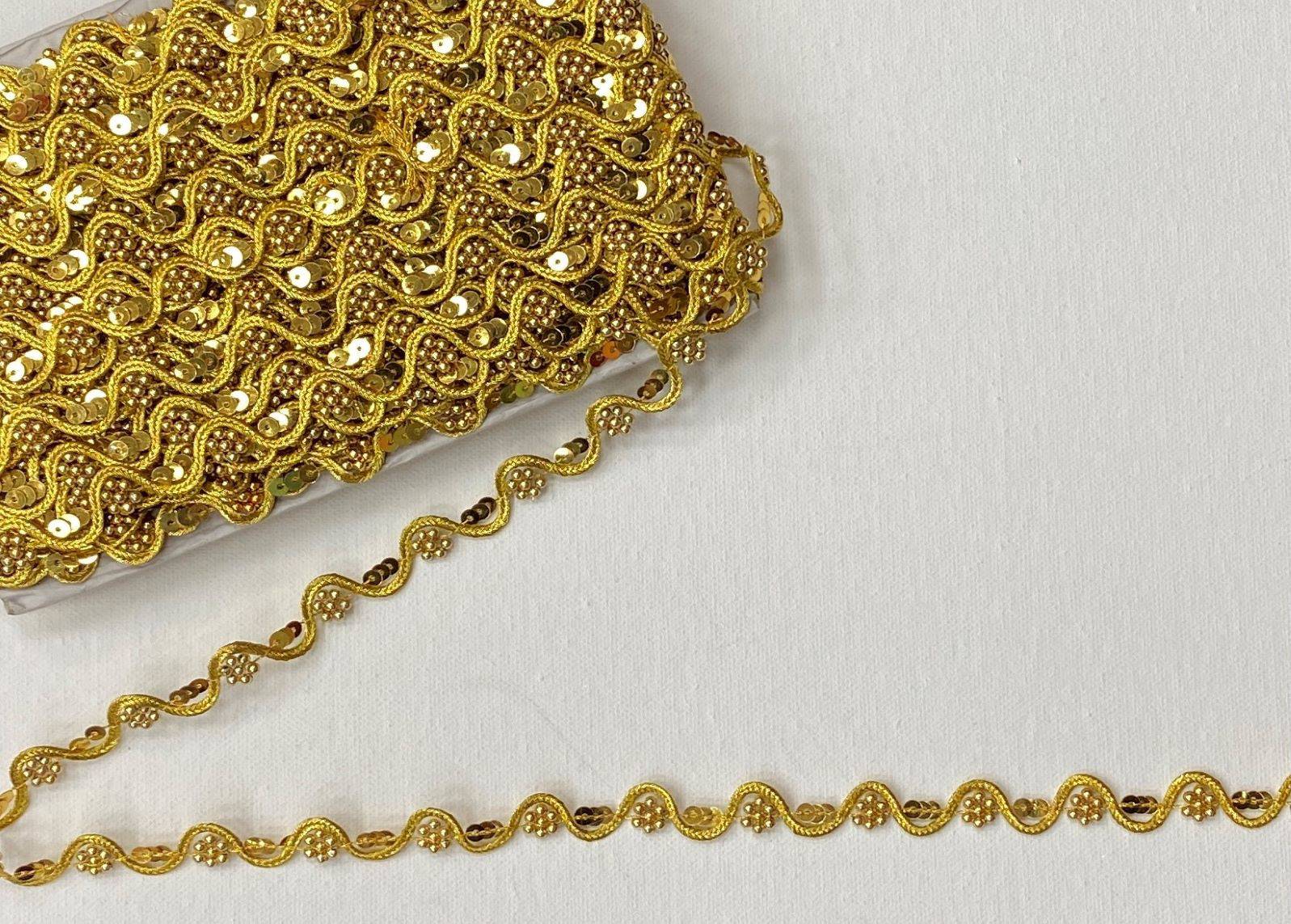 Sequinned Ric Rac Metallic Trim- END OF LINE - Cheap Fabrics