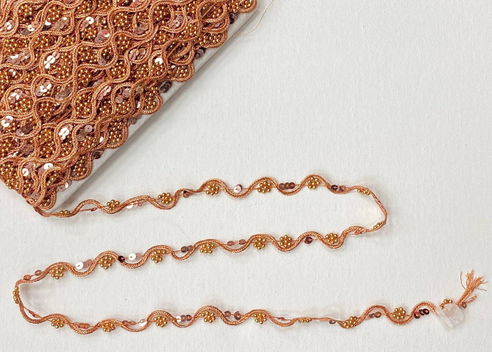 Sequinned Ric Rac Metallic Trim-  DEFECT - Cheap Fabrics