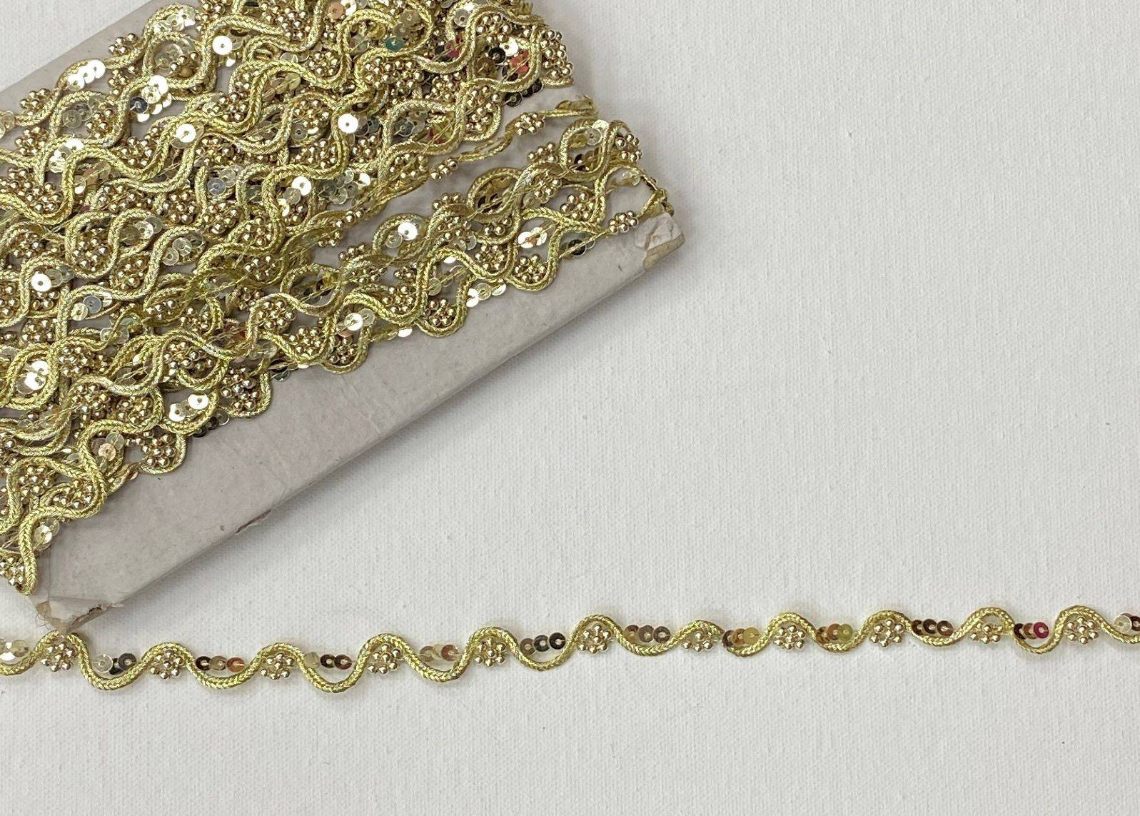 Sequinned Ric Rac Metallic Trim- END OF LINE - Cheap Fabrics