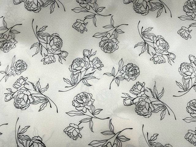 Rose Outline - Stretch Crepe - Cheap Fabrics