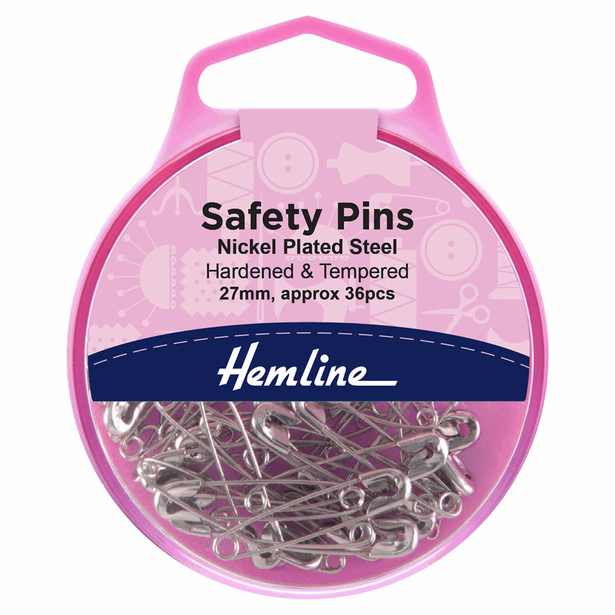 Safety Pins: 27mm: Nickel (36 Pcs)