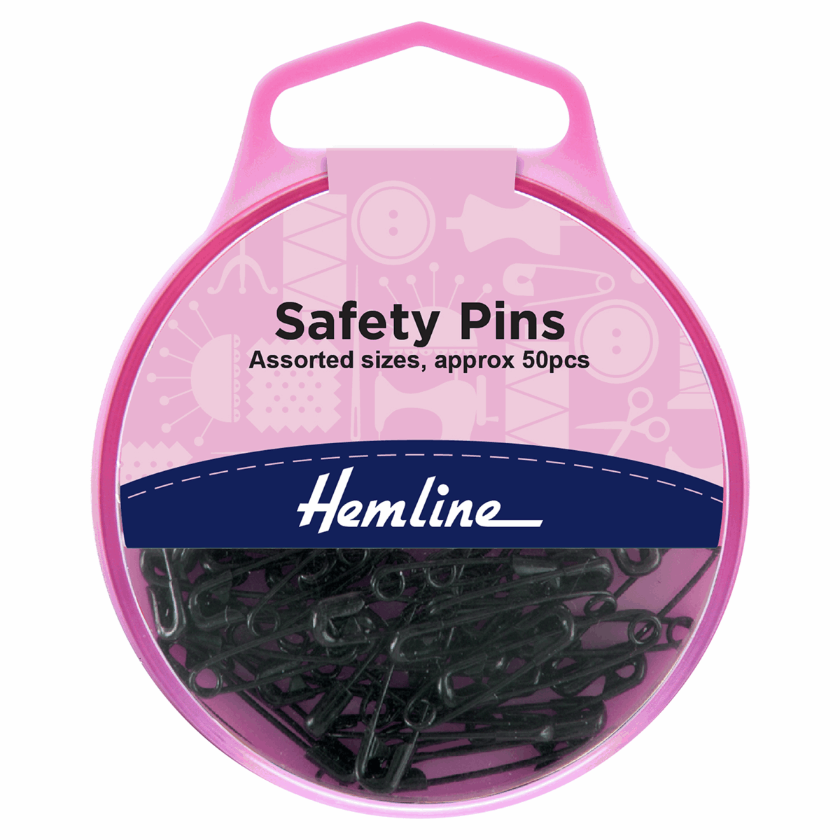Black Assorted Saftey Pins (50pcs) - Hemline