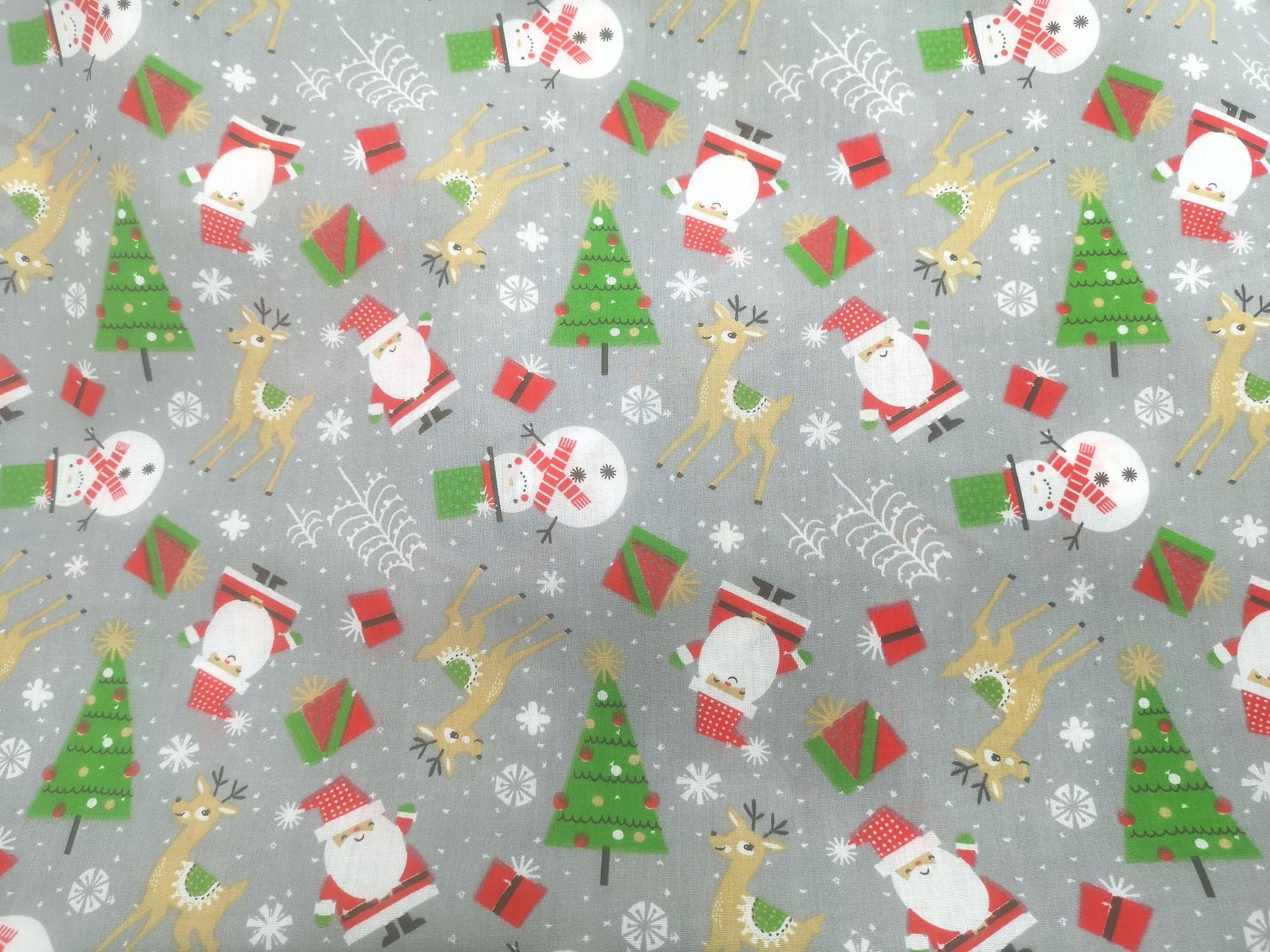 Santa and Snowmen - Poly/Cotton Print