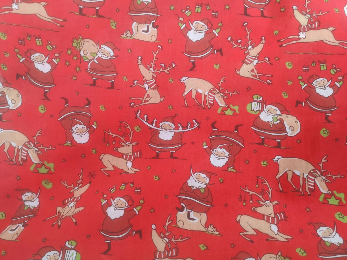 Santa's Reindeers - Poly/Cotton Print