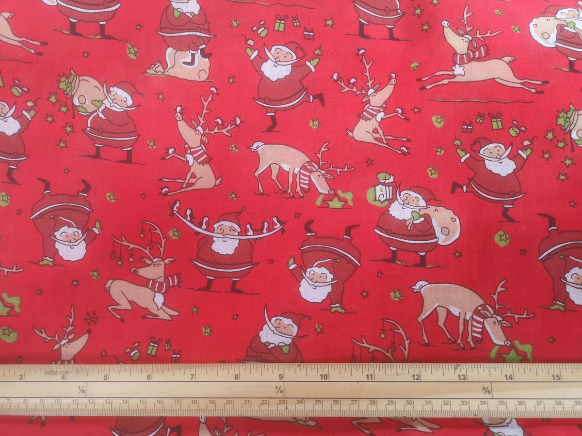 Santa's Reindeers - Poly/Cotton Print