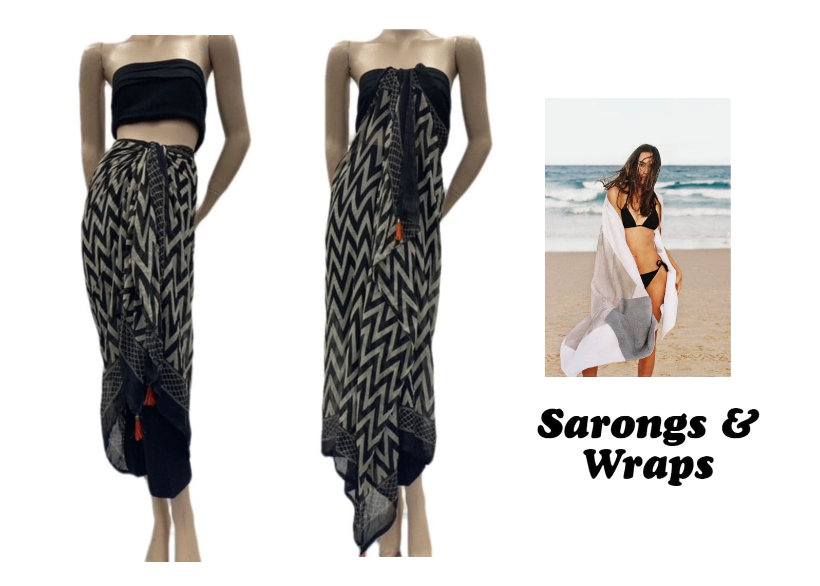 Printed Chiffon Sarong - 08 - Cheap Fabrics