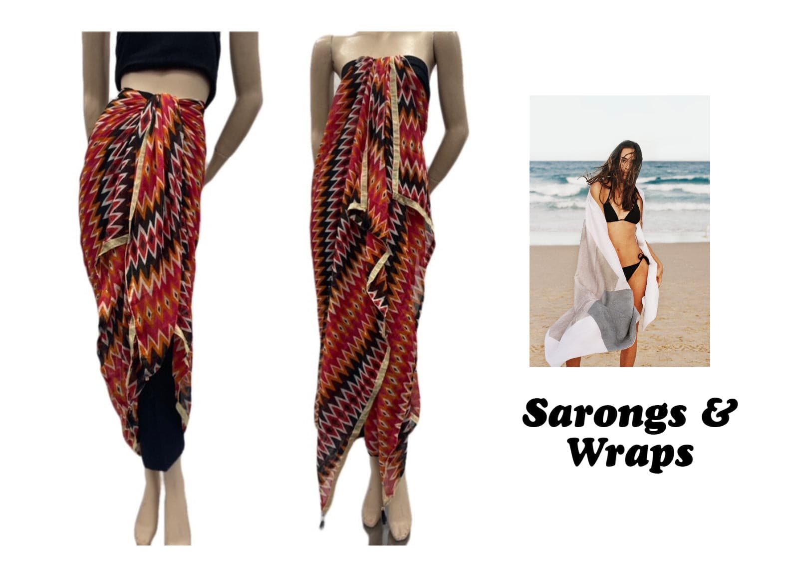 Printed Chiffon Sarong - 09 - Cheap Fabrics