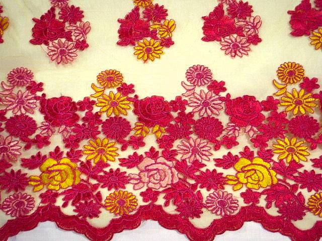 Cerise - Corded Tulle Lace With A Scalloped Edge