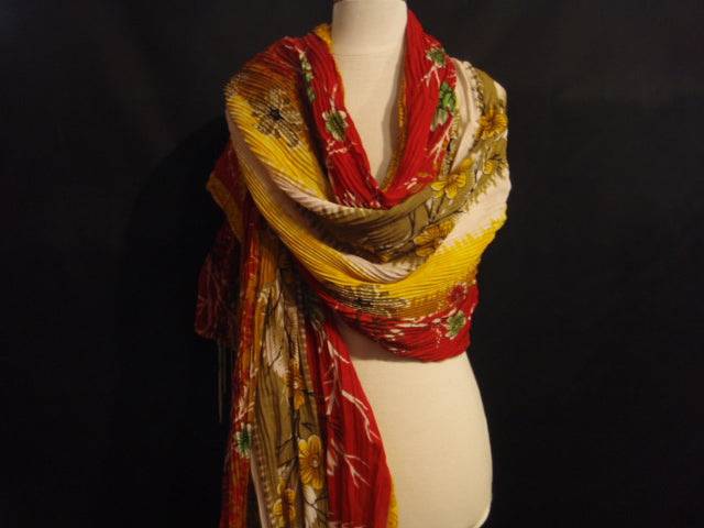 Printed Pleated Chiffon Wrap/Sarong