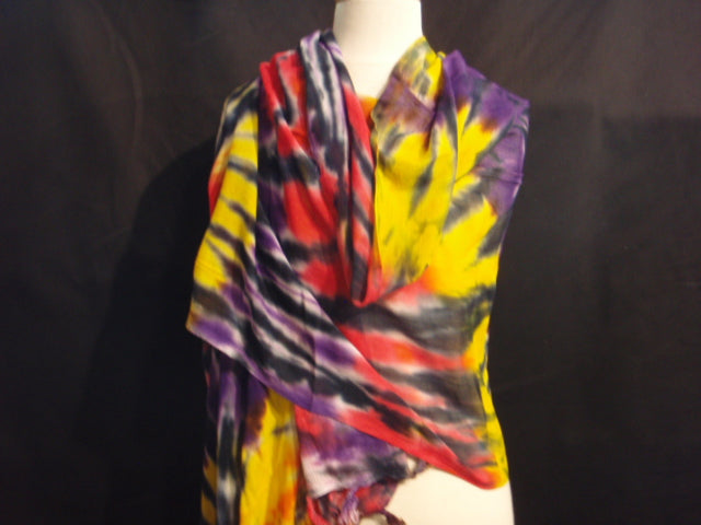 Multi-Dye Batik Stole - Tropic Colours