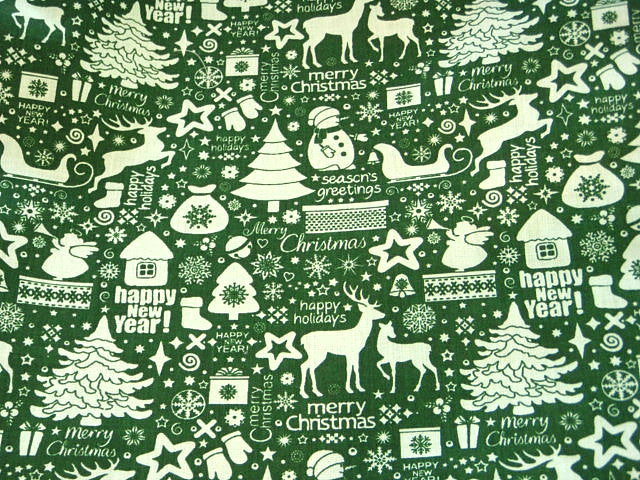 Seasons Greetings - Christmas Poly/Cotton Print