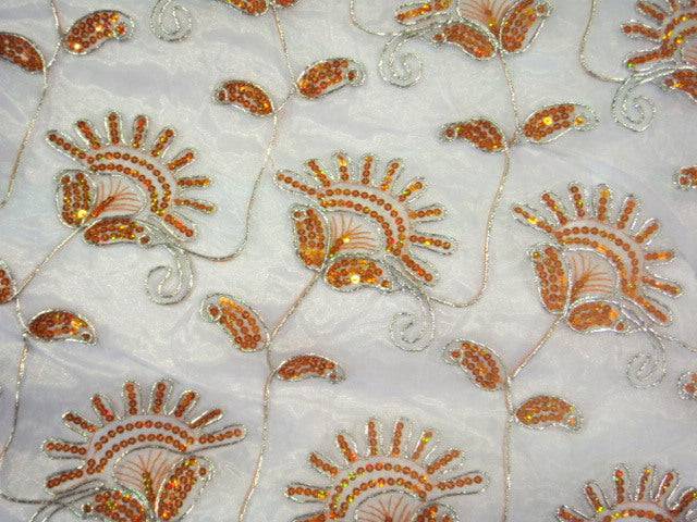 Sequinned Fan Flower - Cord Organza