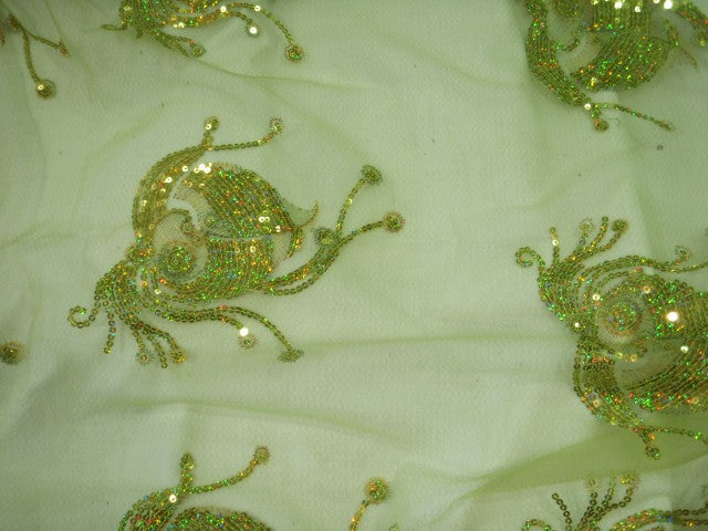 Lime Motif - Sequin Embroidered Tulle