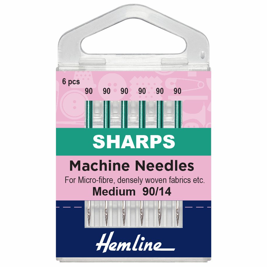 Hemline Sewing Machine Needles - Sharp/Micro: Heavy 90/14: 6 Pieces