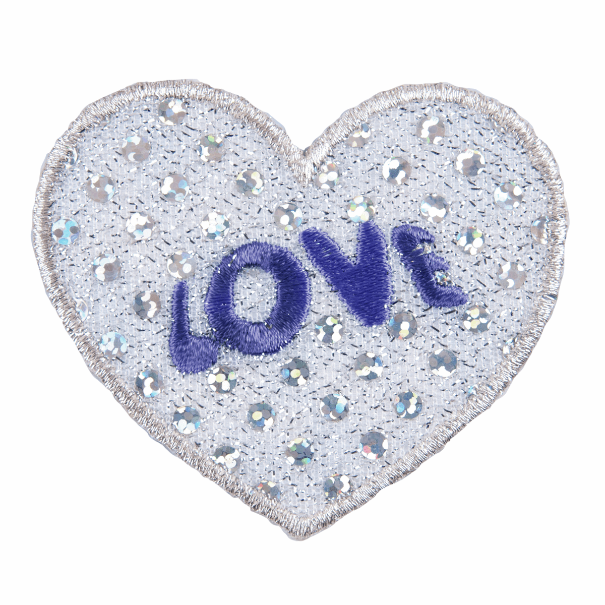 Silver Sequin Love Heart - Iron -On & Sew-On