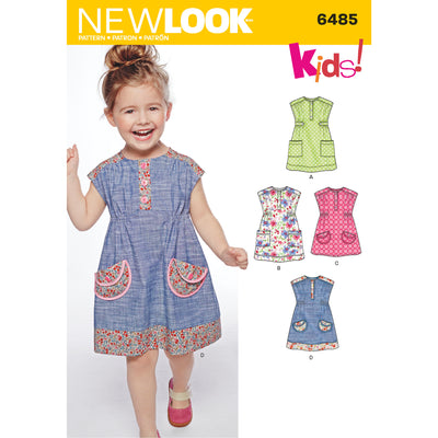 6485 New Look Pattern 6485 Toddlers' Dress or Tunic with Fabric Variations