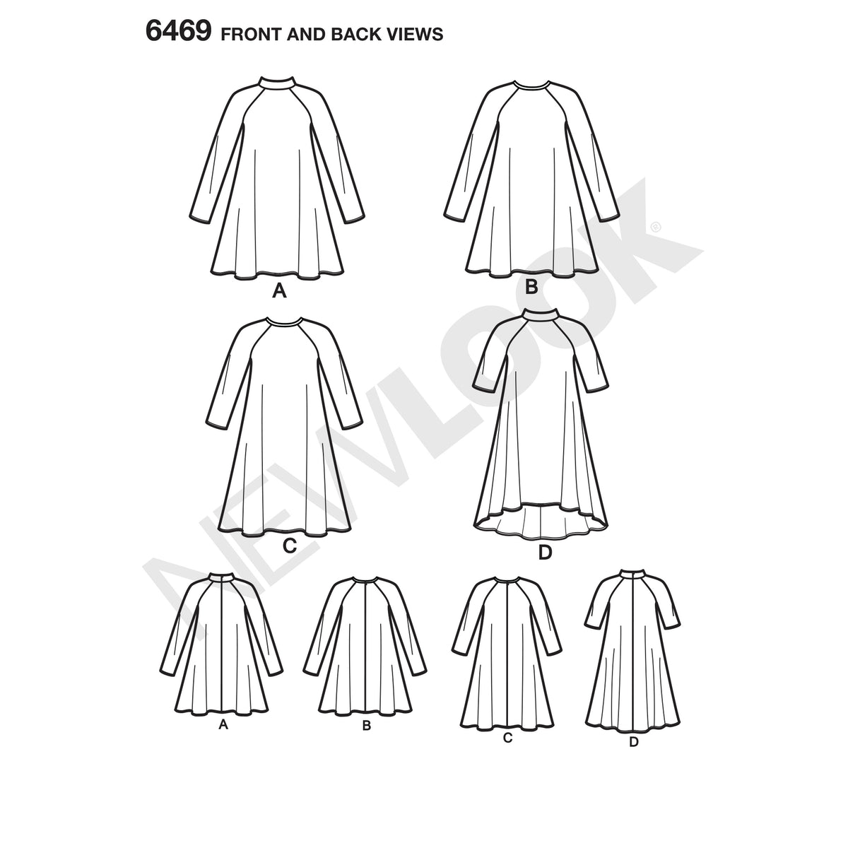 6469 New Look Pattern 6469 Misses' Easy Knit Dress with Length and Sleeve Variations